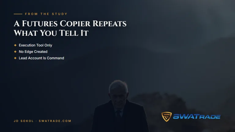 Man walking a mountain path at sunrise | What Is a Futures Trade Copier for Prop Firms?