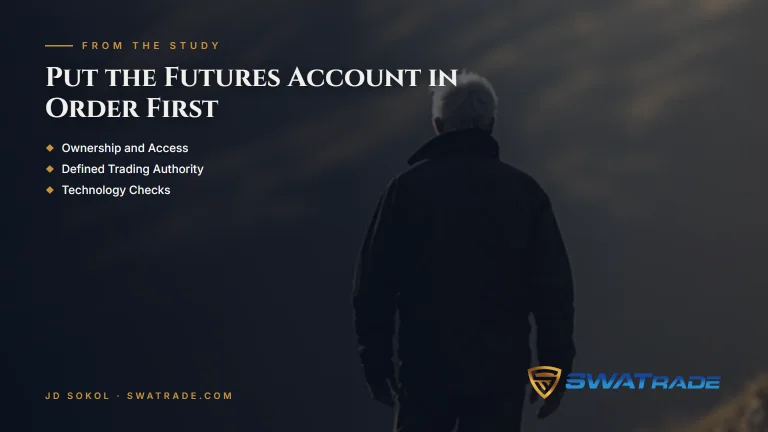 Man hiking a mountain trail at first light | What Does White Glove Futures Account Setup Include?